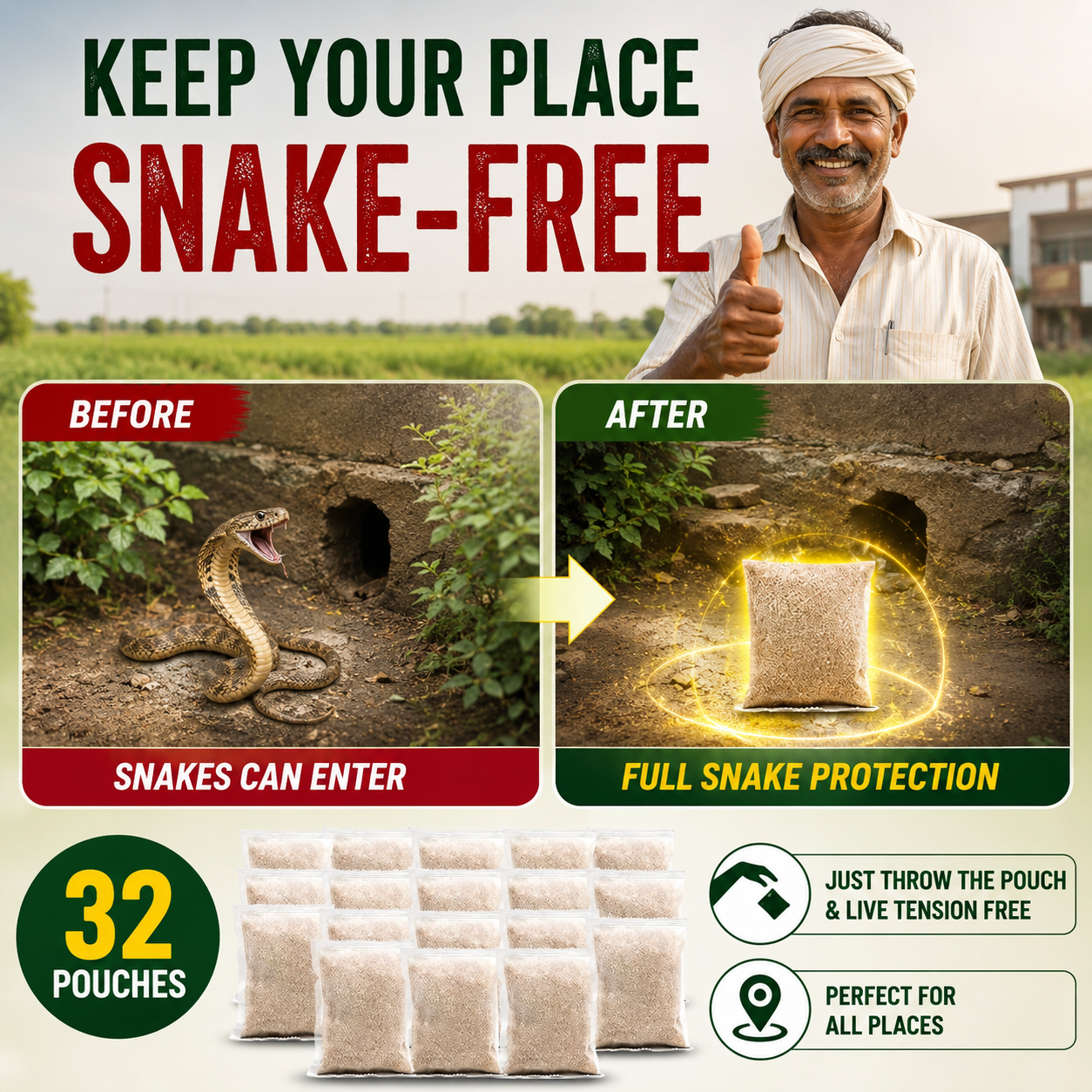 Snake Repellent Pouches (PACK OF 32)